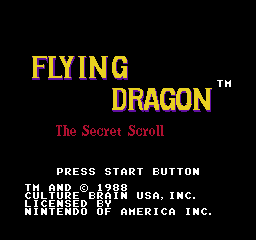 Flying Dragon - Secret Scroll Title Screen